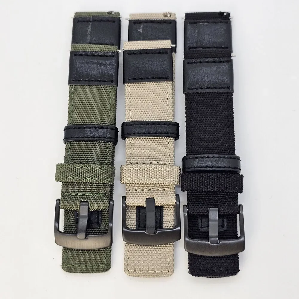 3X‎ Premium Rugged Nylon Canvas Men's Watch Strap Multicolor 22MM Quick-Release